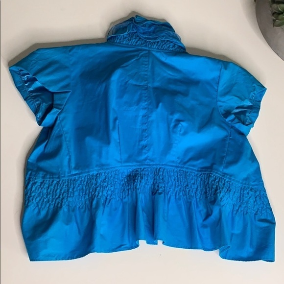 Vintage Bold Blue Crop Ruffle 80s Jacket & Tank top Sz Small women’s - Picture 4 of 8